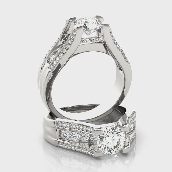 Multirow Diamond Engagement Ring