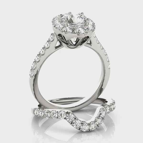 Oval Halo Round Diamond Engagement Ring