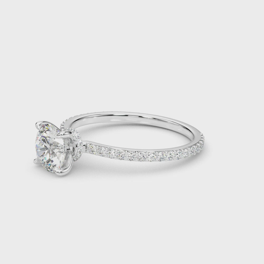 Round Hidden Halo Engagement Ring