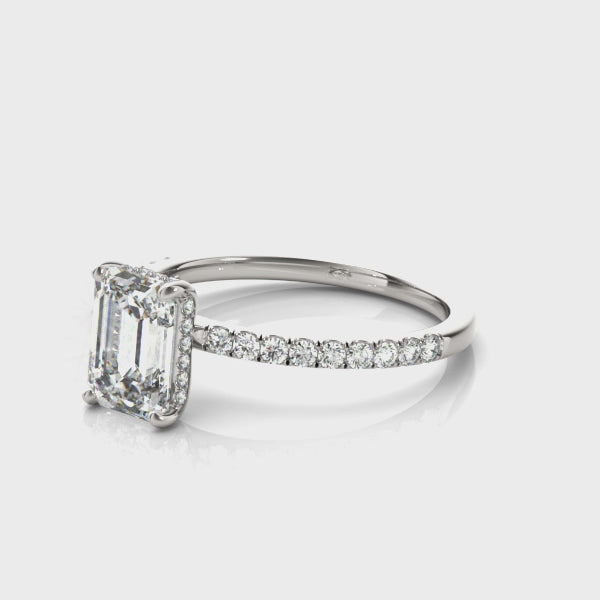 Emerald Hidden Halo With Side Stones