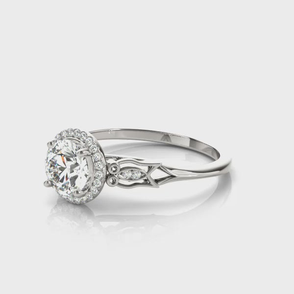Vintage Round Halo Engagement Ring