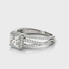 Multirow Princess-Cut Halo Engagement Ring