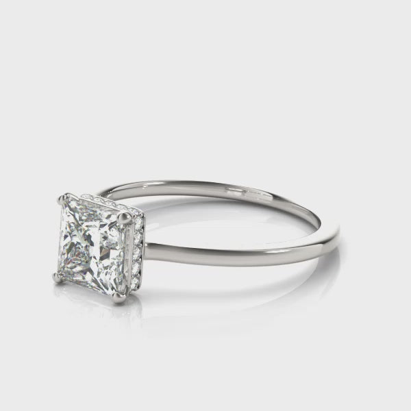 Princess-Cut Hidden Halo Engagement Ring
