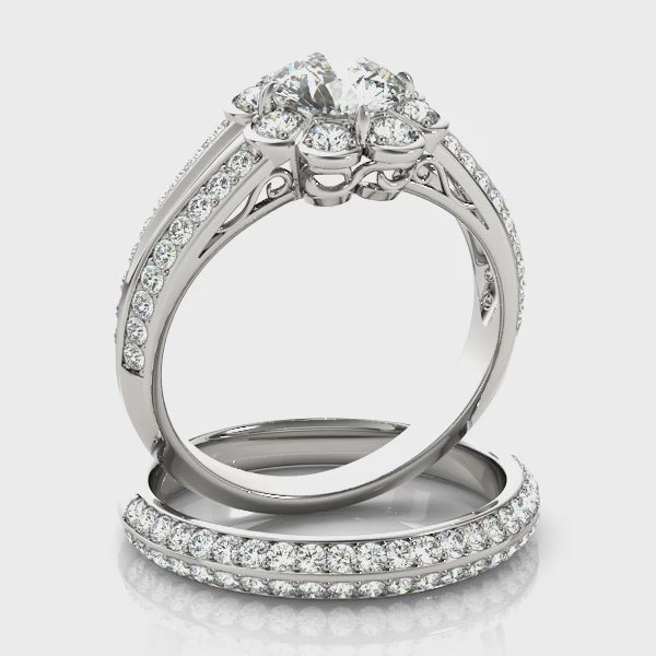Multirow Round Petals Engagement Ring