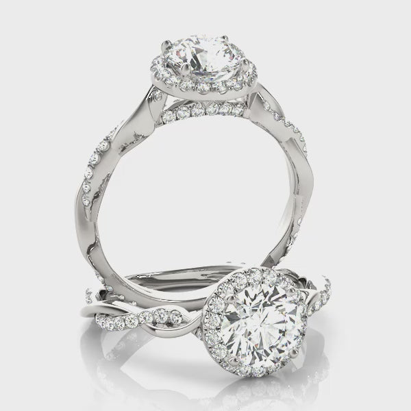 Round Twist Halo Engagement Ring