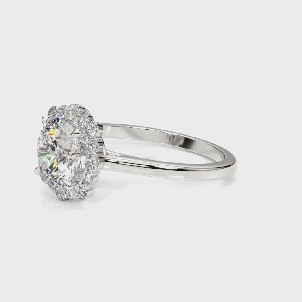 Round-Cut Diamond Halo Engagement Ring
