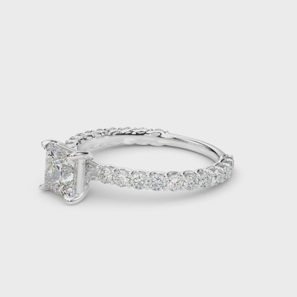 Princess-Cut Side Stone Engagement Ring