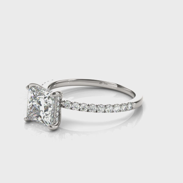 Princess-Cut Hidden Halo Engagement Ring