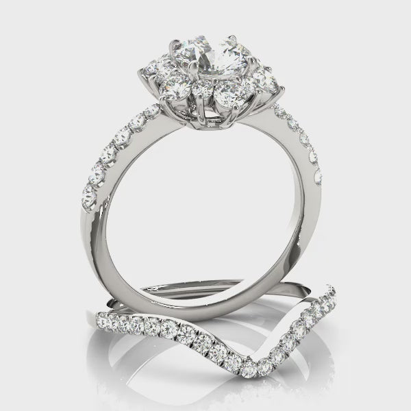 Petal Halo Engagement Ring
