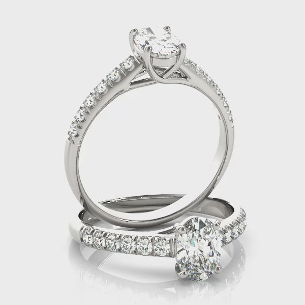 Oval Side Stone Engagement Ring