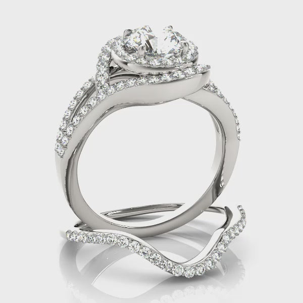 Multirow Halo Engagement Ring