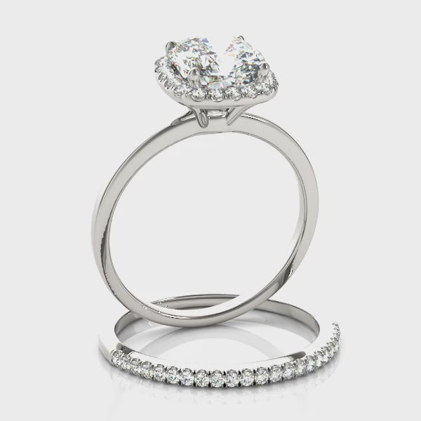 Solitaire Cushion-Cut Halo Engagement Ring
