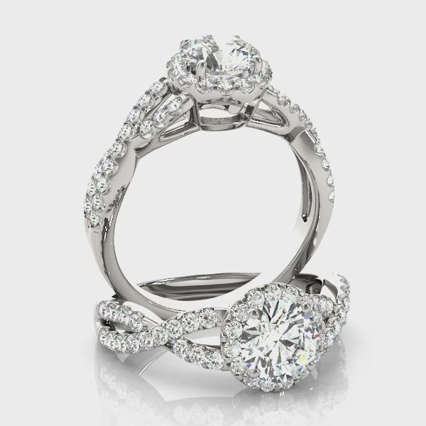 Round Twist Halo Engagement Ring