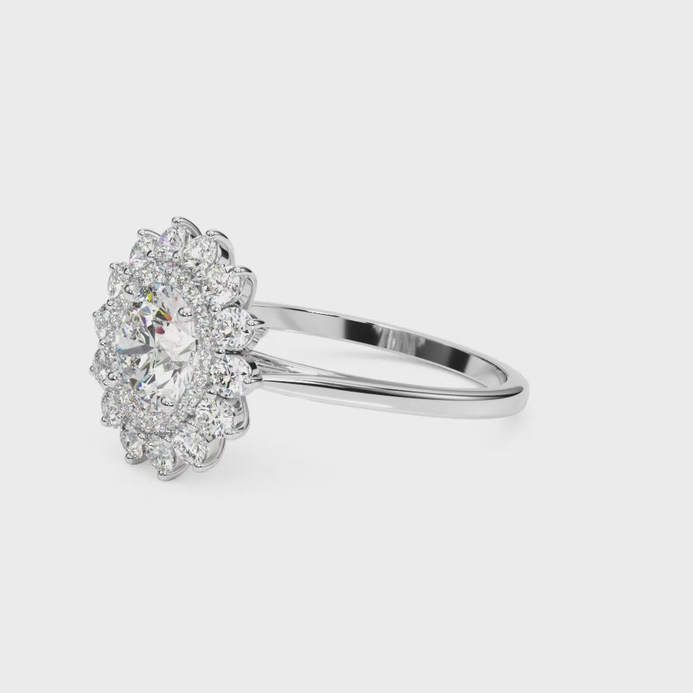 Sunflower Halo Engagement Ring