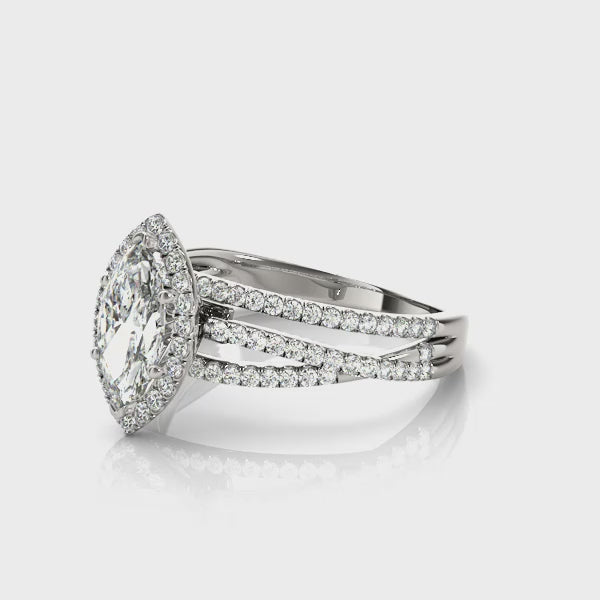Multirow Marquise Engagement Ring