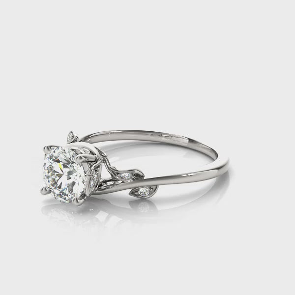 Leaf Diamond Engagement Ring