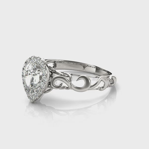 Pear Halo Engagement Ring