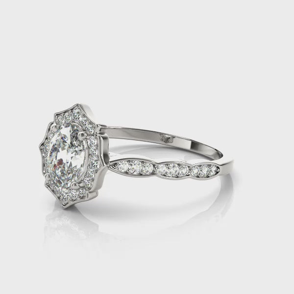 Oval-Cut Halo Engagement Ring
