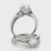 Multirow Round Diamond Halo Engagement Ring