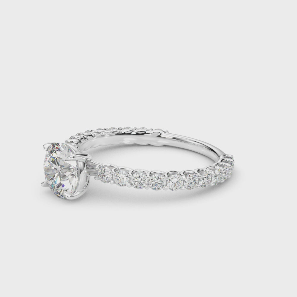Petite Round Side Stone Engagement Ring