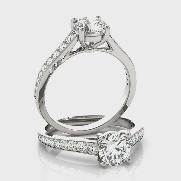 Round Side Stone Engagement Ring