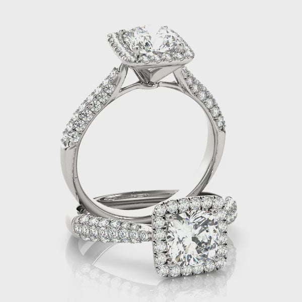 Squared Cushion Halo Engagement Ring