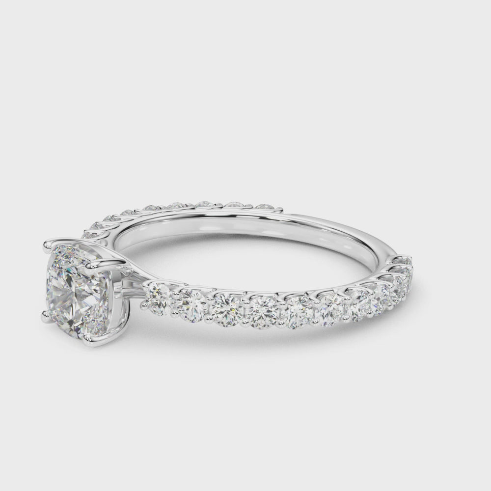 Cushion-Cut Side Stone Engagement Ring