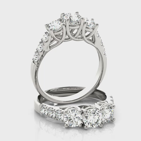 Trellis Side Stone Engagement Ring