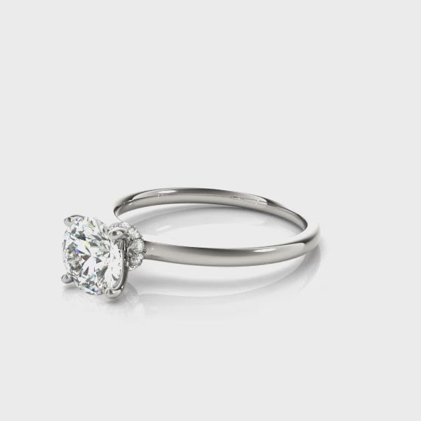 Round Solitaire Hidden Halo Engagement Ring