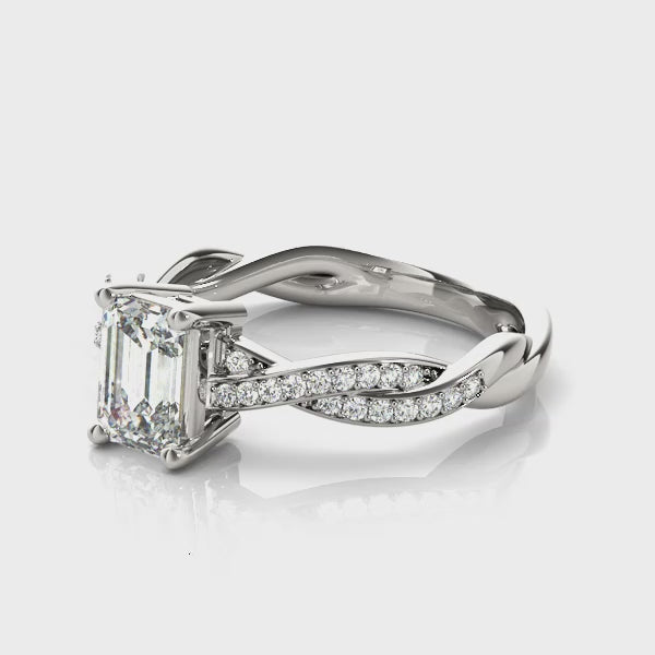 Emerald Cut Braided Engagement Ring