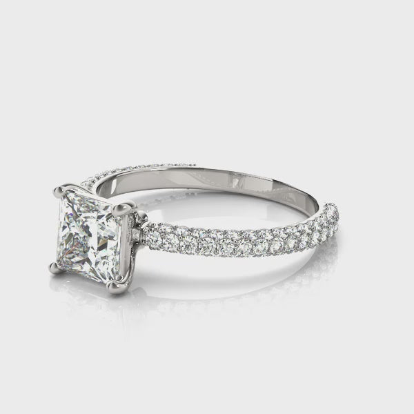 Princess-Cut Pave Engagement Ring