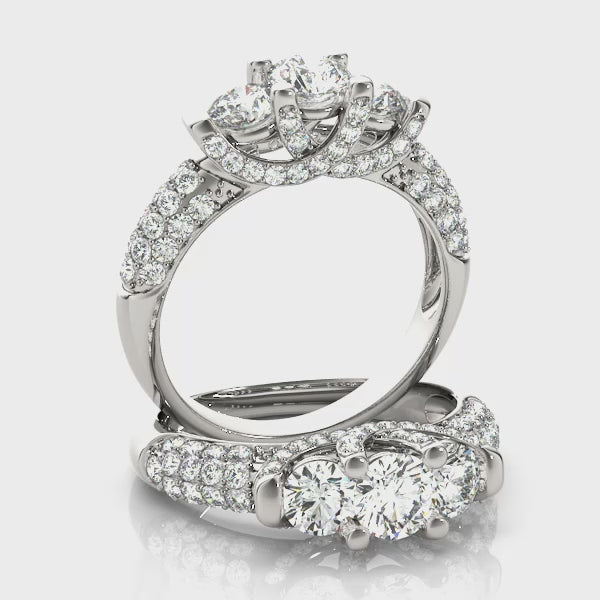 Three-Stone Pave Engagement Ring