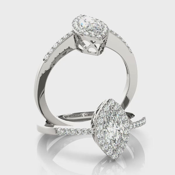 Marquise-Cut Halo Engagement Ring