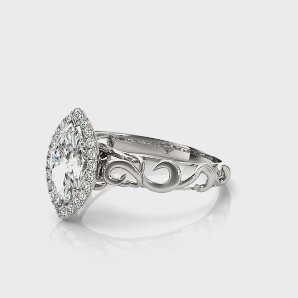 Marquise Solitaire Halo Engagement Ring