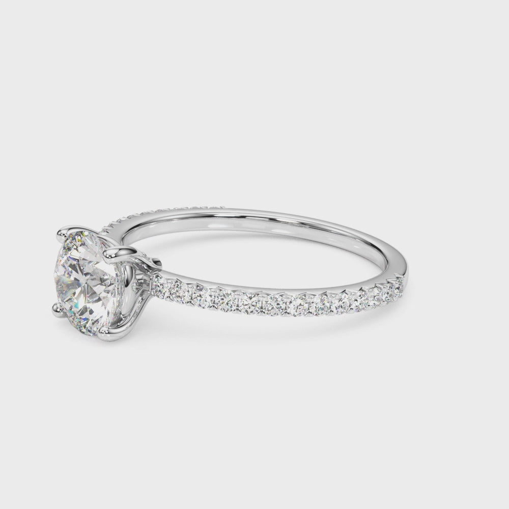 Round Side Stone Engagement Ring