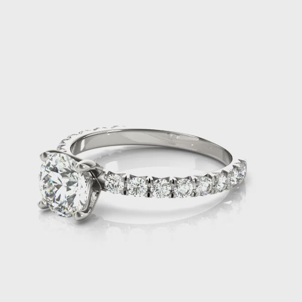 V-Prong Round Diamond Engagement Ring