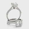 Princess-Cut Pave Halo Engagement Ring
