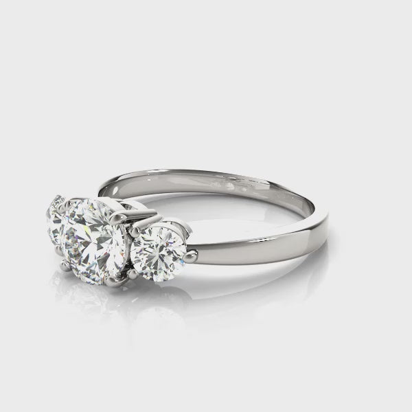 Round-Cut Three Stone Engagement Ring