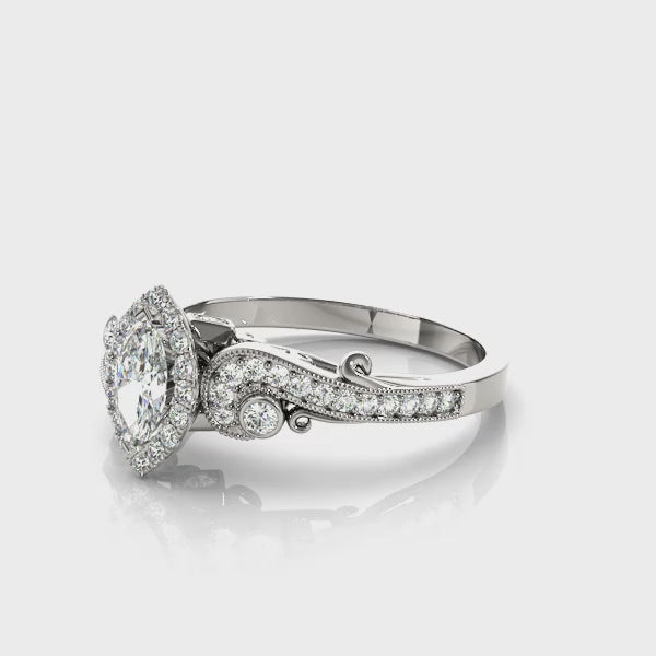 Marquise-Cut Halo Engagement Ring
