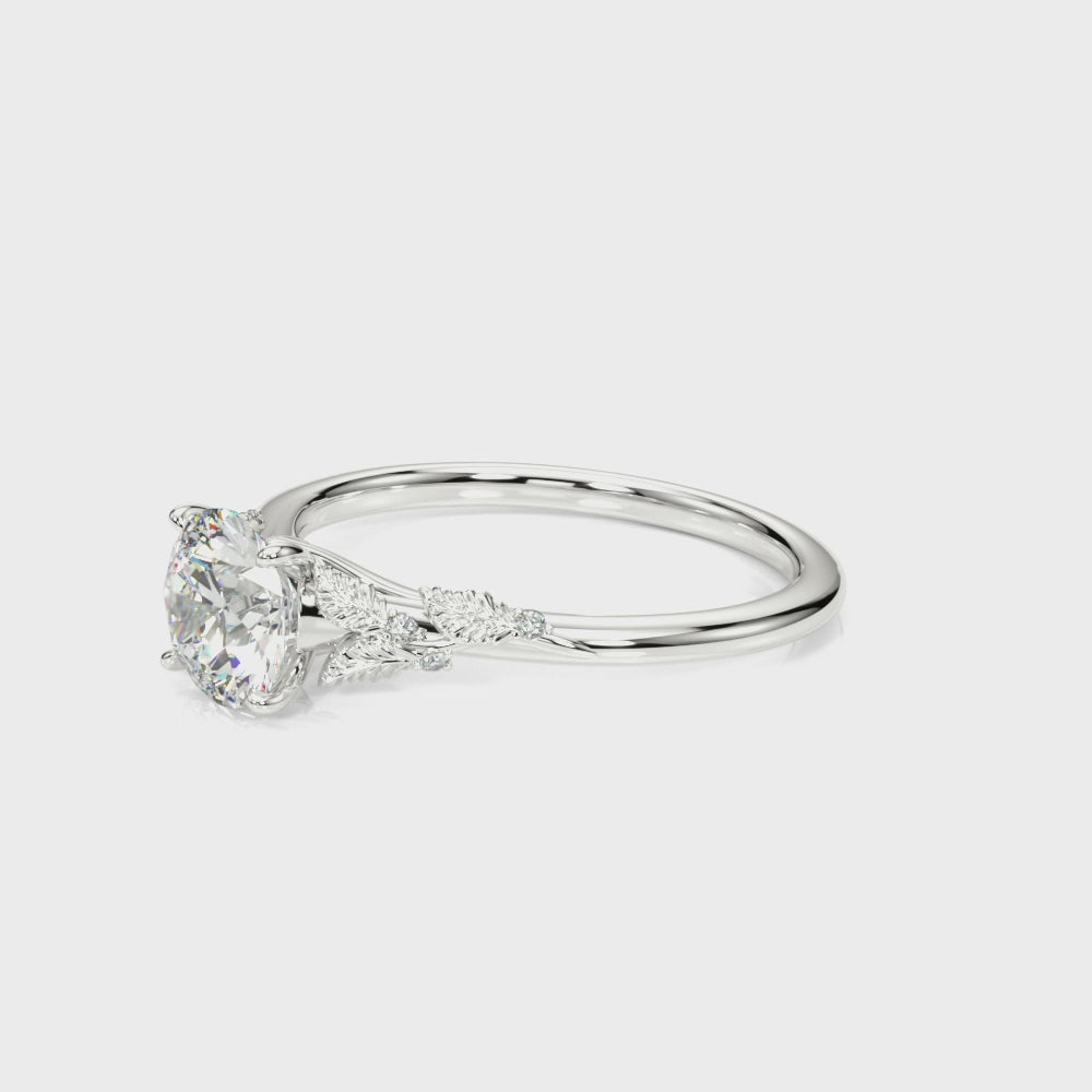 Leaf Setting Solitaire Engagement Ring