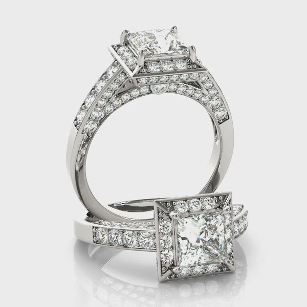 Princess-Cut Halo Engagement Ring