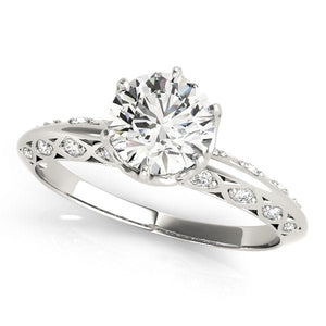 Vintage - Inspired Round Diamond Engagement Ring with Filigree Pavé Band - Free Chérie Diamonds