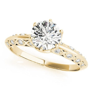 Vintage - Inspired Round Diamond Engagement Ring with Filigree Pavé Band - Free Chérie Diamonds